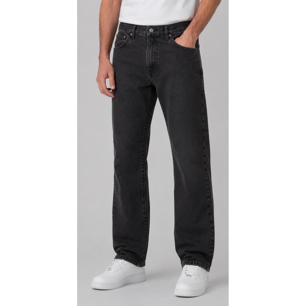 Vintage Lee Regular Fit Men Black Denim Jeans Size 40x30 Cotton Straight Leg Y2K
